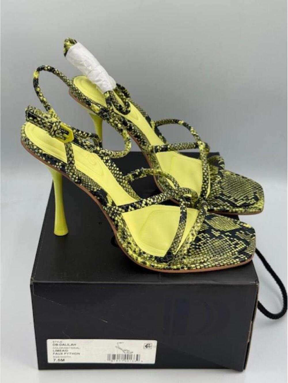 D'Amelio - 'Dalilah' Strappy Heels -Limeaid faux python 7.5